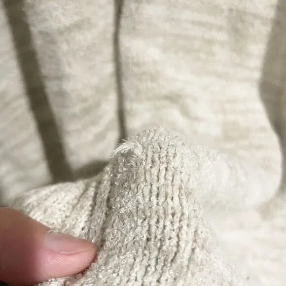 Anthropologie Women Medium Long Line Cream Beige Knit Cardigan Pockets Cozy - Picture 6 of 7